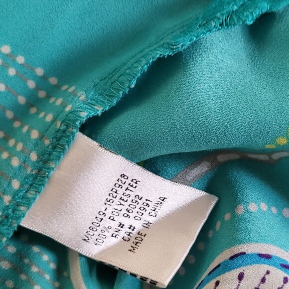 Cynthia Rowley Lovely Turquoise Print Sleeveless Top Misses Large - Picture 4 of 4